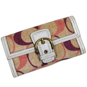 Vintage Coach Long Wallet – Signature C Logo, Buckle Snap Closure, Colorful